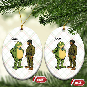 Funny Frog Bruh Resist Meme Ceramic Ornament Free Portland Oregon Political Satire TS02 Print Your Wear