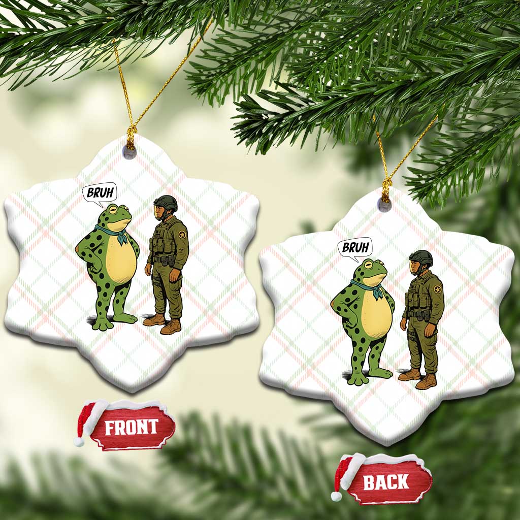 Funny Frog Bruh Resist Meme Ceramic Ornament Free Portland Oregon Political Satire TS02 Print Your Wear
