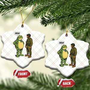 Funny Frog Bruh Resist Meme Ceramic Ornament Free Portland Oregon Political Satire TS02 Print Your Wear