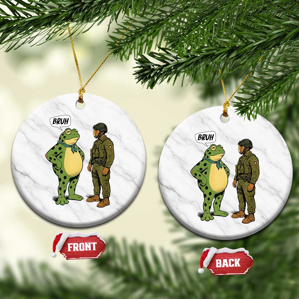 Funny Frog Bruh Resist Meme Ceramic Ornament Free Portland Oregon Political Satire - Print Your Wear
