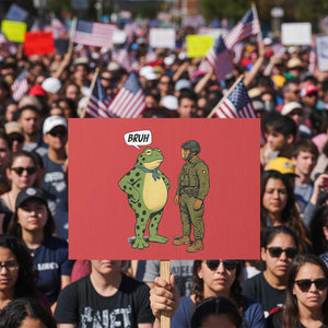 Funny Frog Bruh Resist Meme Protest Sign Free Portland Oregon Political Satire TS02 Horizontal 18" x 24" Red Print Your Wear