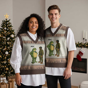 Funny Frog Bruh Resist Meme V-Neck Knit Sweater Vest Free Portland Oregon Political Satire - Print Your Wear