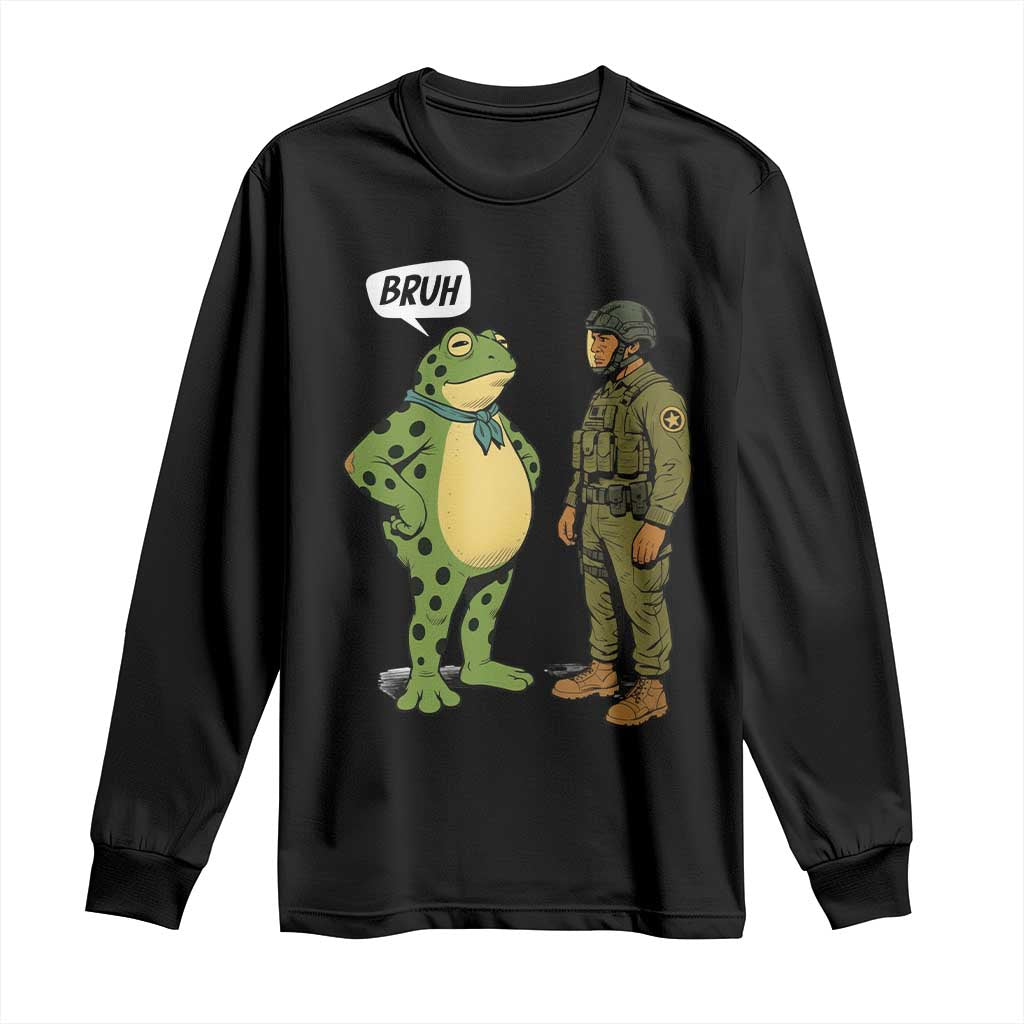 Funny Frog Bruh Resist Meme Long Sleeve Shirt Free Portland Oregon Political Satire TS02 Black Print Your Wear
