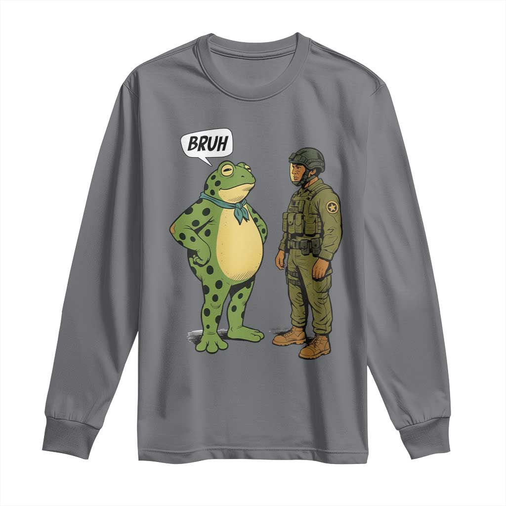 Funny Frog Bruh Resist Meme Long Sleeve Shirt Free Portland Oregon Political Satire TS02 Charcoal Print Your Wear