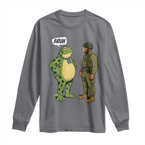 Funny Frog Bruh Resist Meme Long Sleeve Shirt Free Portland Oregon Political Satire TS02 Charcoal Print Your Wear
