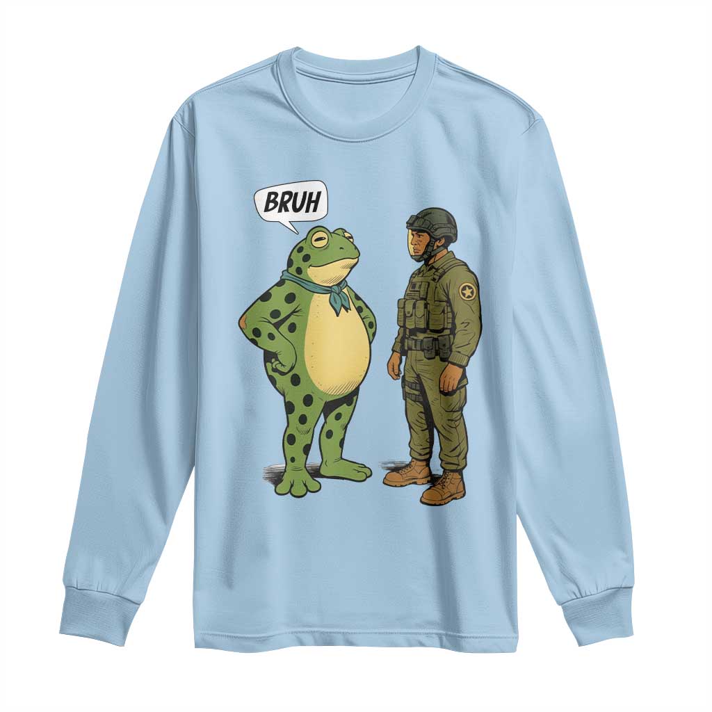 Funny Frog Bruh Resist Meme Long Sleeve Shirt Free Portland Oregon Political Satire TS02 Light Blue Print Your Wear