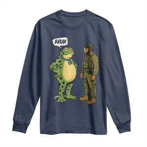 Funny Frog Bruh Resist Meme Long Sleeve Shirt Free Portland Oregon Political Satire TS02 Navy Print Your Wear