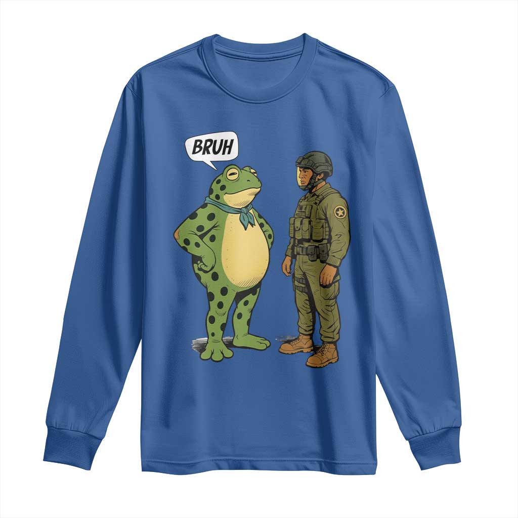 Funny Frog Bruh Resist Meme Long Sleeve Shirt Free Portland Oregon Political Satire TS02 Royal Blue Print Your Wear