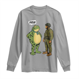 Funny Frog Bruh Resist Meme Long Sleeve Shirt Free Portland Oregon Political Satire TS02 Sport Gray Print Your Wear