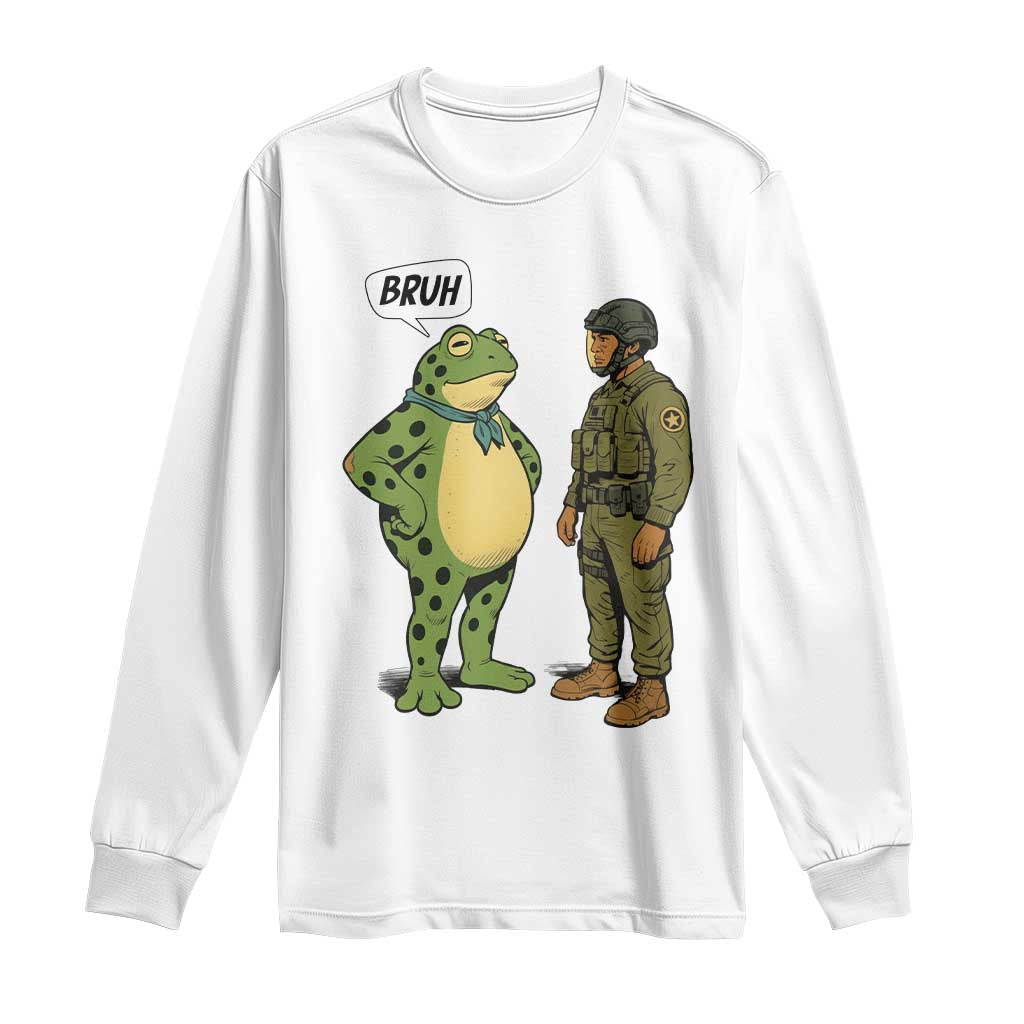 Funny Frog Bruh Resist Meme Long Sleeve Shirt Free Portland Oregon Political Satire TS02 White Print Your Wear