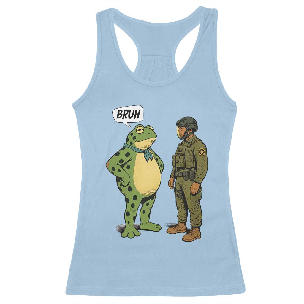 Funny Frog Bruh Resist Meme Racerback Tank Top Free Portland Oregon Political Satire TS02 Light Blue Print Your Wear