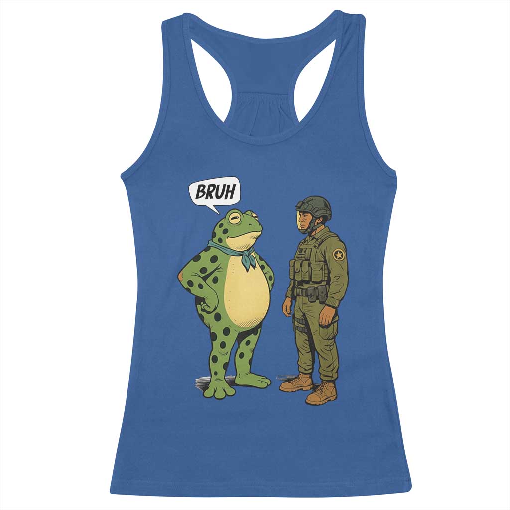 Funny Frog Bruh Resist Meme Racerback Tank Top Free Portland Oregon Political Satire TS02 Royal Blue Print Your Wear