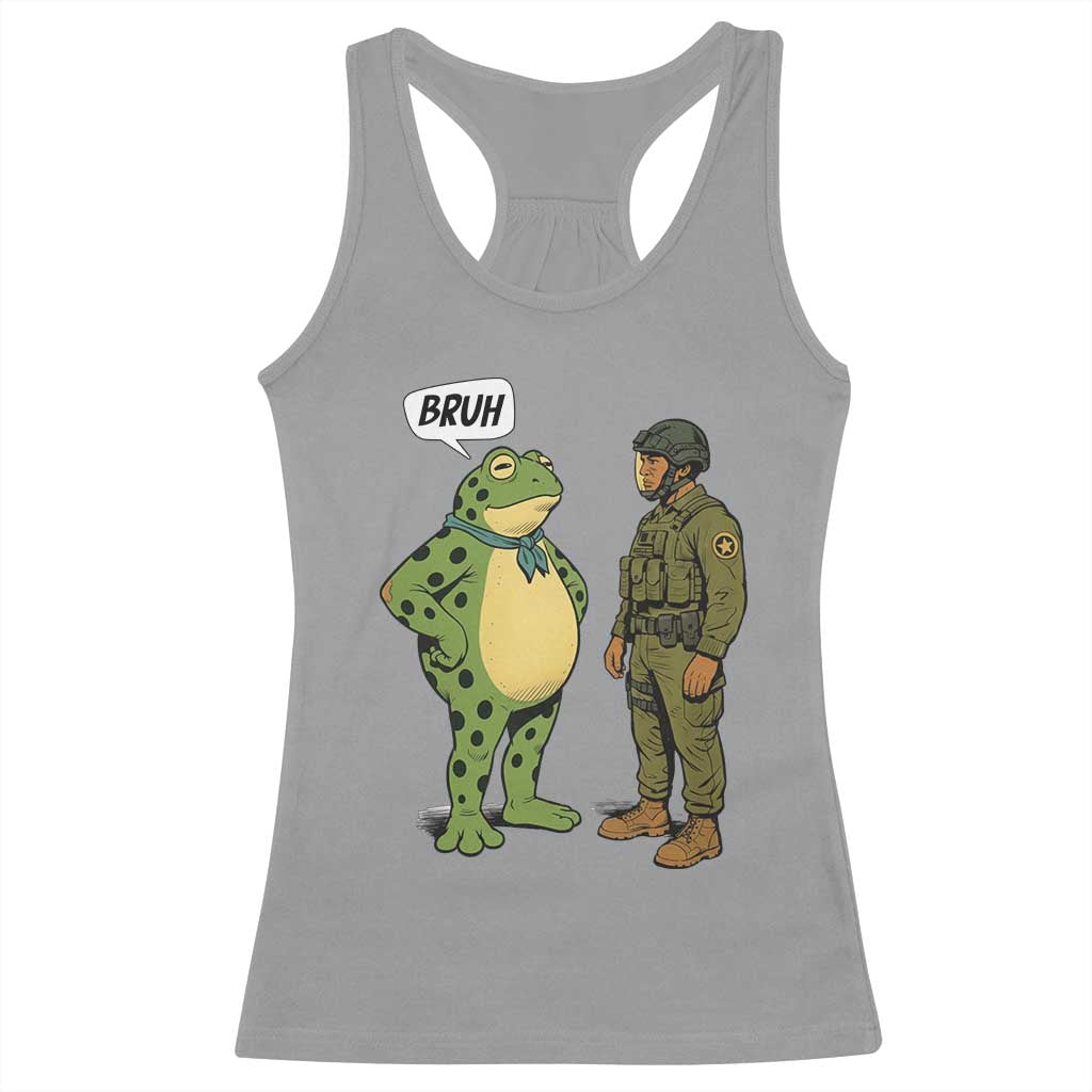 Funny Frog Bruh Resist Meme Racerback Tank Top Free Portland Oregon Political Satire TS02 Sport Gray Print Your Wear