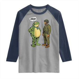 Funny Frog Bruh Resist Meme Raglan Shirt Free Portland Oregon Political Satire TS02 Sport Gray Navy Print Your Wear