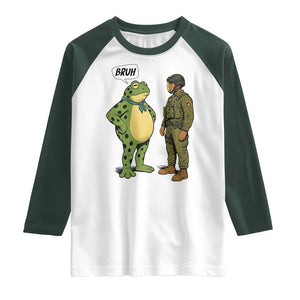 Funny Frog Bruh Resist Meme Raglan Shirt Free Portland Oregon Political Satire TS02 White Dark Forest Green Print Your Wear