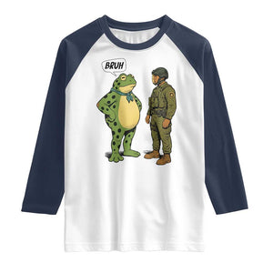 Funny Frog Bruh Resist Meme Raglan Shirt Free Portland Oregon Political Satire TS02 White Navy Print Your Wear