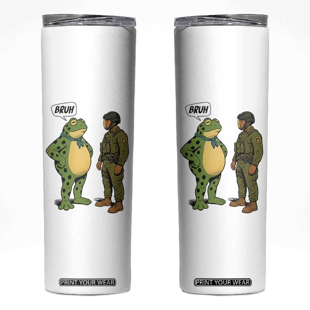 Funny Frog Bruh Resist Meme Skinny Tumbler Free Portland Oregon Political Satire TS02 White Print Your Wear