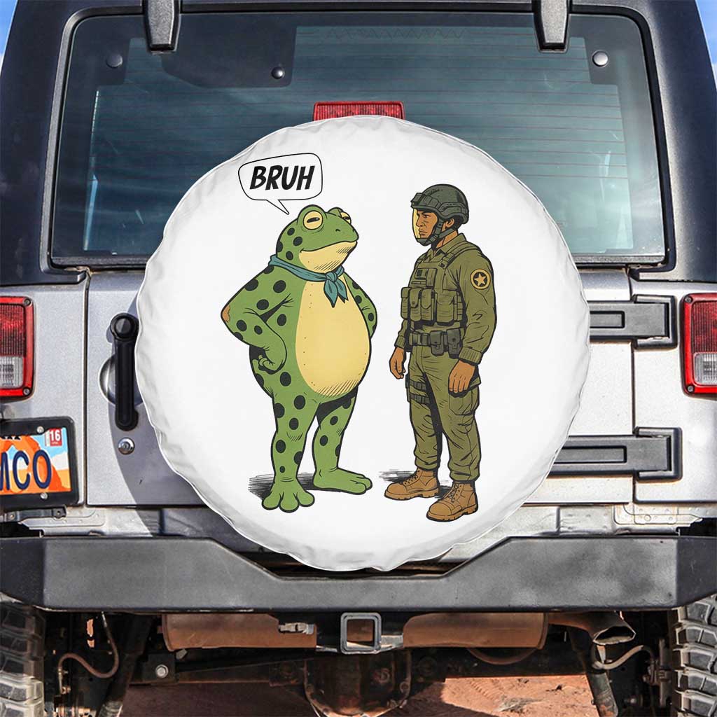 Funny Frog Bruh Resist Meme Spare Tire Cover Free Portland Oregon Political Satire TS02 No hole White Print Your Wear
