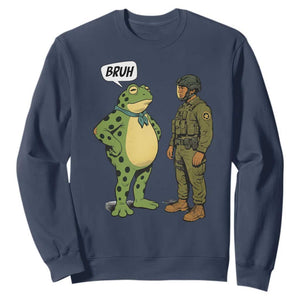 Funny Frog Bruh Resist Meme Sweatshirt Free Portland Oregon Political Satire TS02 Navy Print Your Wear