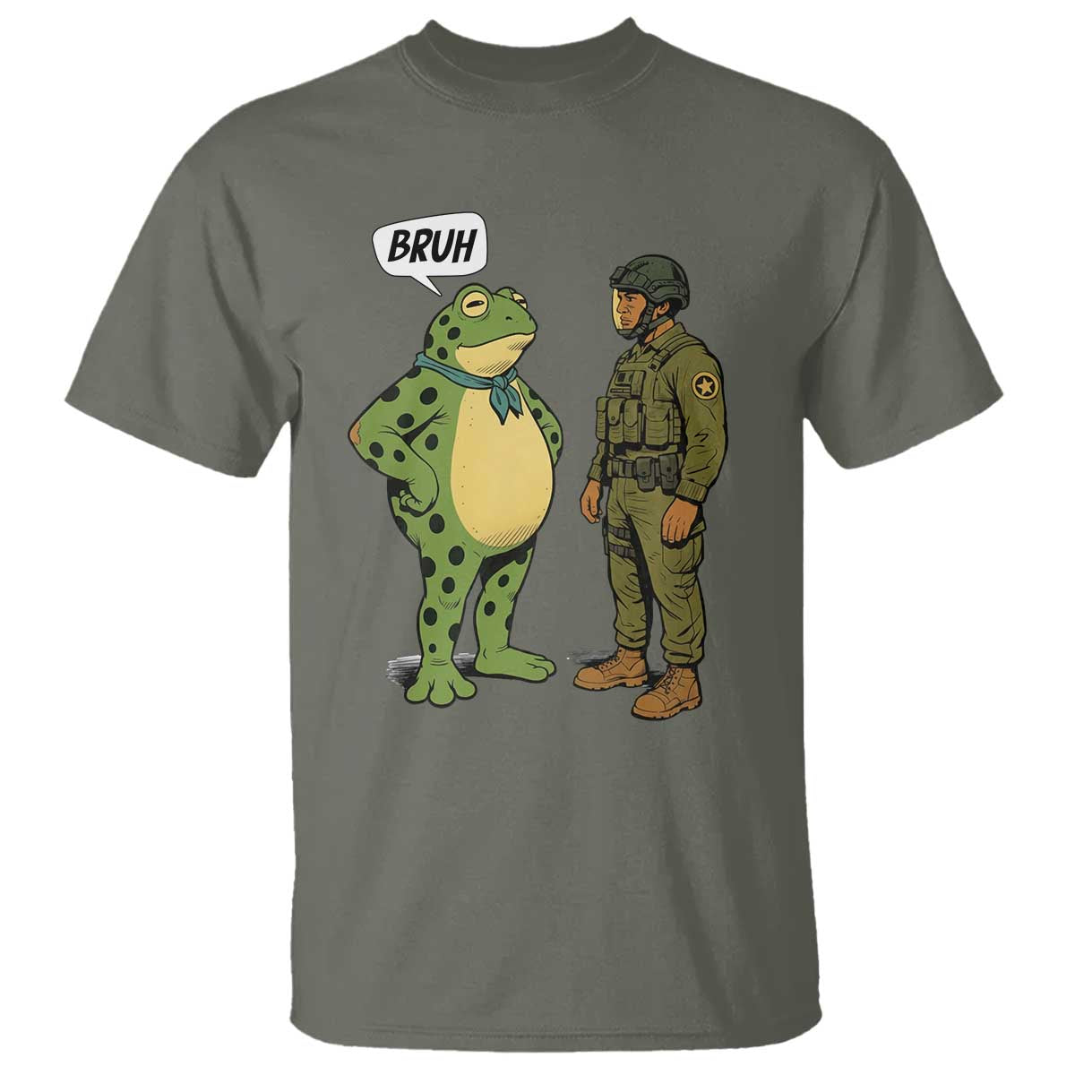Funny Frog Bruh Resist Meme T Shirt Free Portland Oregon Political Satire TS02 Military Green Print Your Wear