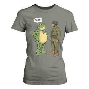Funny Frog Bruh Resist Meme T Shirt For Women Free Portland Oregon Political Satire TS02 Military Green Print Your Wear