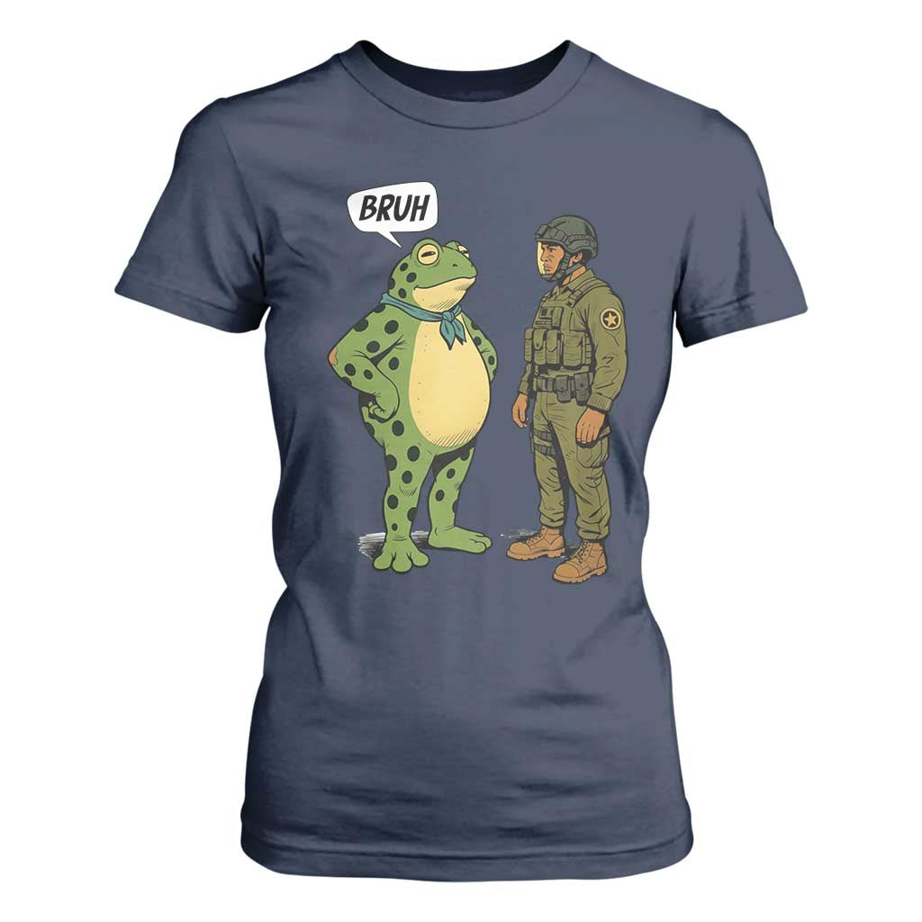 Funny Frog Bruh Resist Meme T Shirt For Women Free Portland Oregon Political Satire TS02 Navy Print Your Wear