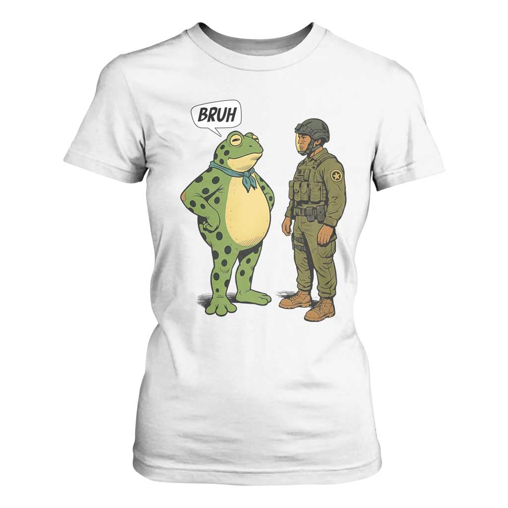 Funny Frog Bruh Resist Meme T Shirt For Women Free Portland Oregon Political Satire TS02 White Print Your Wear