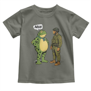 Funny Frog Bruh Resist Meme Toddler T Shirt Free Portland Oregon Political Satire TS02 Military Green Print Your Wear