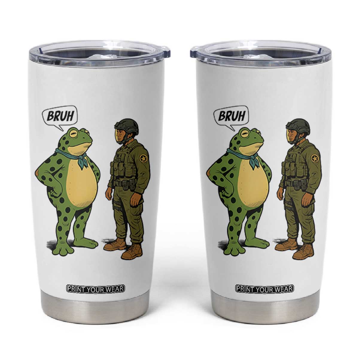 Funny Frog Bruh Resist Meme Tumbler Cup Free Portland Oregon Political Satire TS02 White Print Your Wear