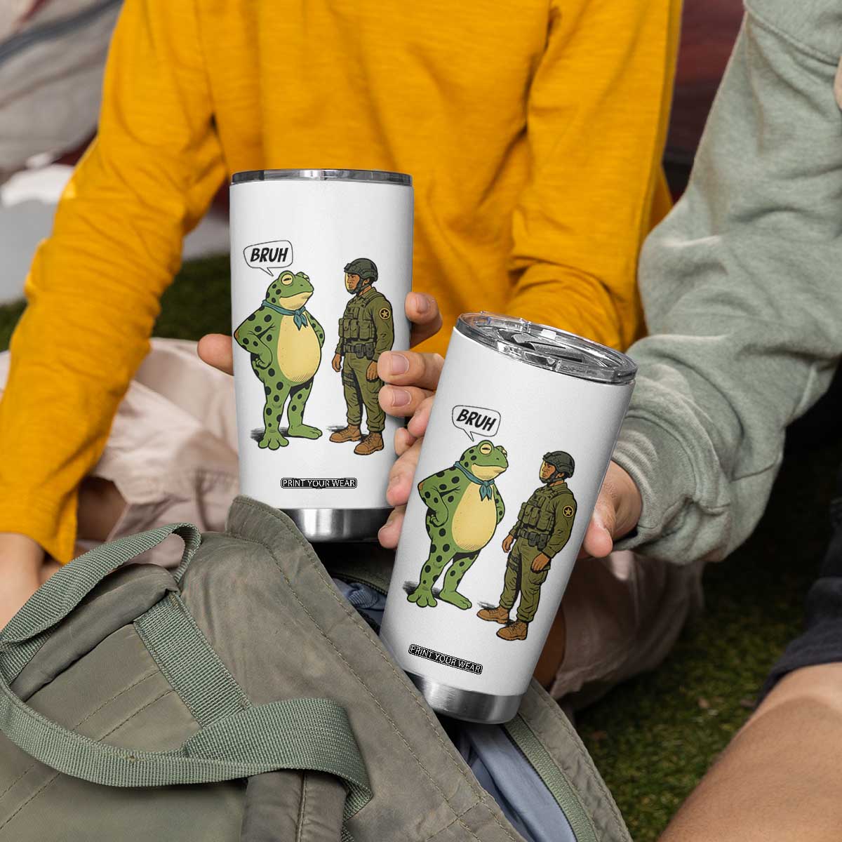 Funny Frog Bruh Resist Meme Tumbler Cup Free Portland Oregon Political Satire TS02 Print Your Wear