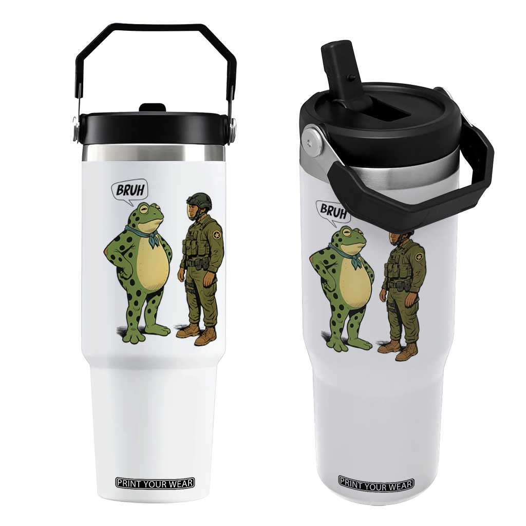 Funny Frog Bruh Resist Meme Flip Straw Tumbler Free Portland Oregon Political Satire TS02 One Size: 30 oz White Print Your Wear