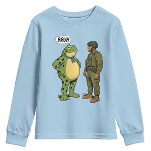 Funny Frog Bruh Resist Meme Youth Sweatshirt Free Portland Oregon Political Satire TS02 Light Blue Print Your Wear