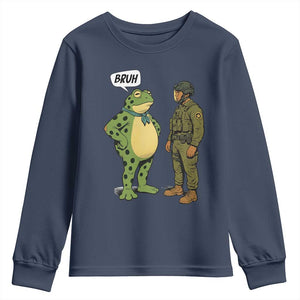 Funny Frog Bruh Resist Meme Youth Sweatshirt Free Portland Oregon Political Satire TS02 Navy Print Your Wear