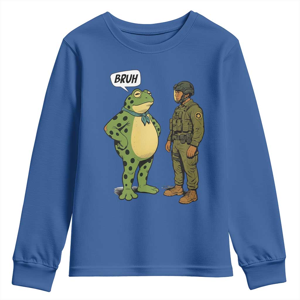 Funny Frog Bruh Resist Meme Youth Sweatshirt Free Portland Oregon Political Satire TS02 Royal Blue Print Your Wear