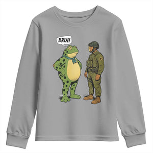 Funny Frog Bruh Resist Meme Youth Sweatshirt Free Portland Oregon Political Satire TS02 Sport Gray Print Your Wear