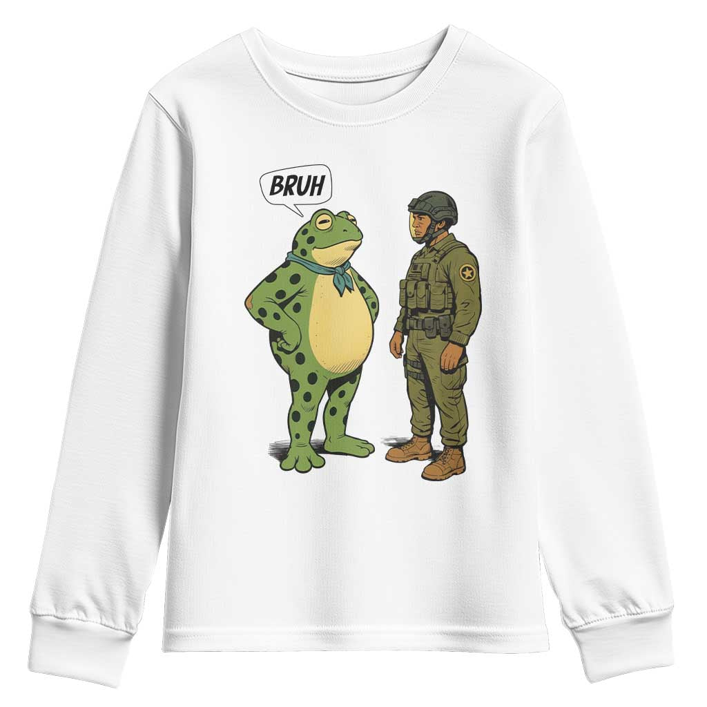 Funny Frog Bruh Resist Meme Youth Sweatshirt Free Portland Oregon Political Satire TS02 White Print Your Wear