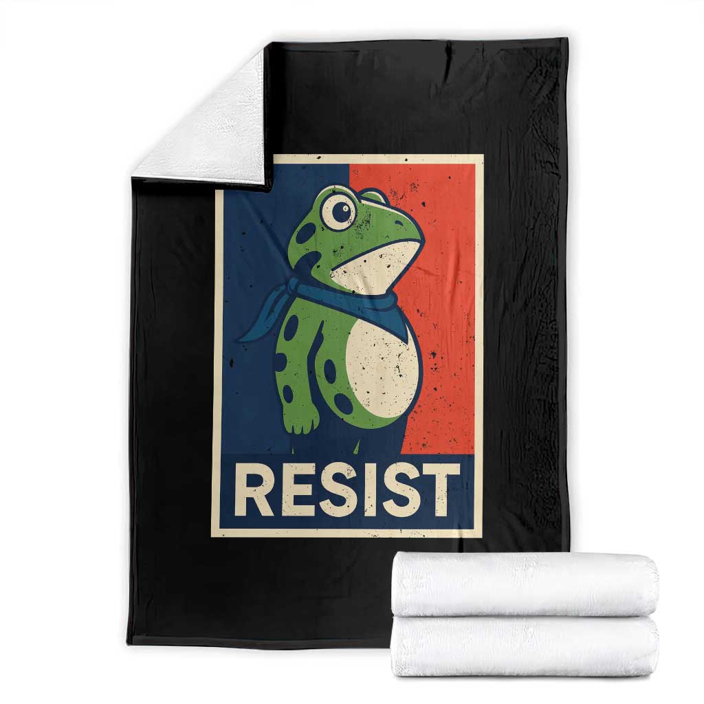Portland 2025 Protest Throw Blanket Frog Resist Against Pepper Spray TS02 Black Print Your Wear