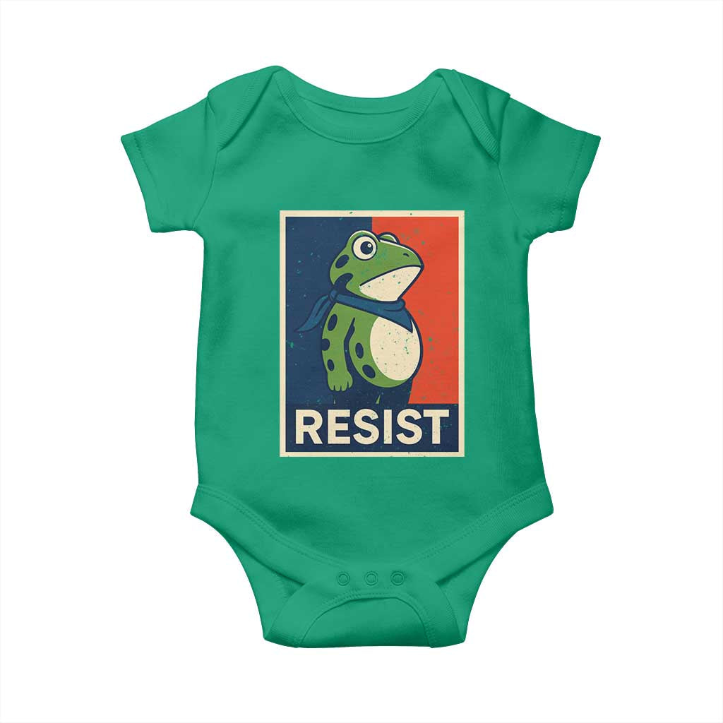 Portland 2025 Protest Baby Onesie Frog Resist Against Pepper Spray TS02 Irish Green Print Your Wear
