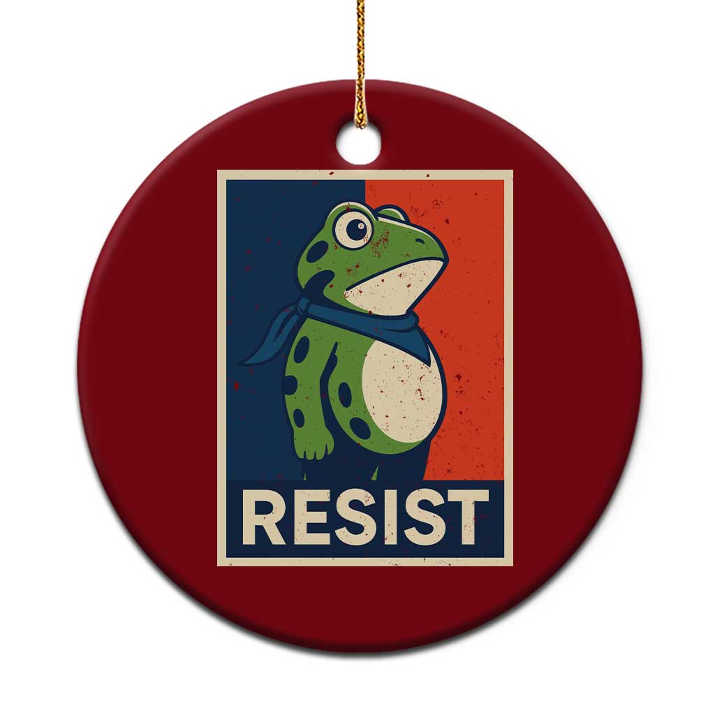 Portland 2025 Protest Ceramic Ornament Frog Resist Against Pepper Spray - Print Your Wear