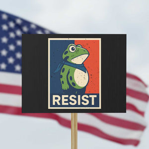 Portland 2025 Protest Protest Sign Frog Resist Against Pepper Spray TS02 Horizontal 18" x 24" Black Print Your Wear