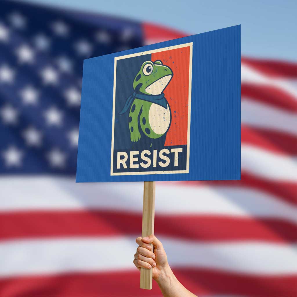 Portland 2025 Protest Protest Sign Frog Resist Against Pepper Spray TS02 Horizontal 18