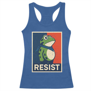 Portland 2025 Protest Racerback Tank Top Frog Resist Against Pepper Spray TS02 Royal Blue Print Your Wear