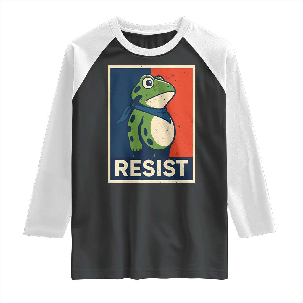 Portland 2025 Protest Raglan Shirt Frog Resist Against Pepper Spray TS02 Black White Print Your Wear