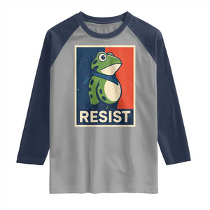 Portland 2025 Protest Raglan Shirt Frog Resist Against Pepper Spray TS02 Sport Gray Navy Print Your Wear