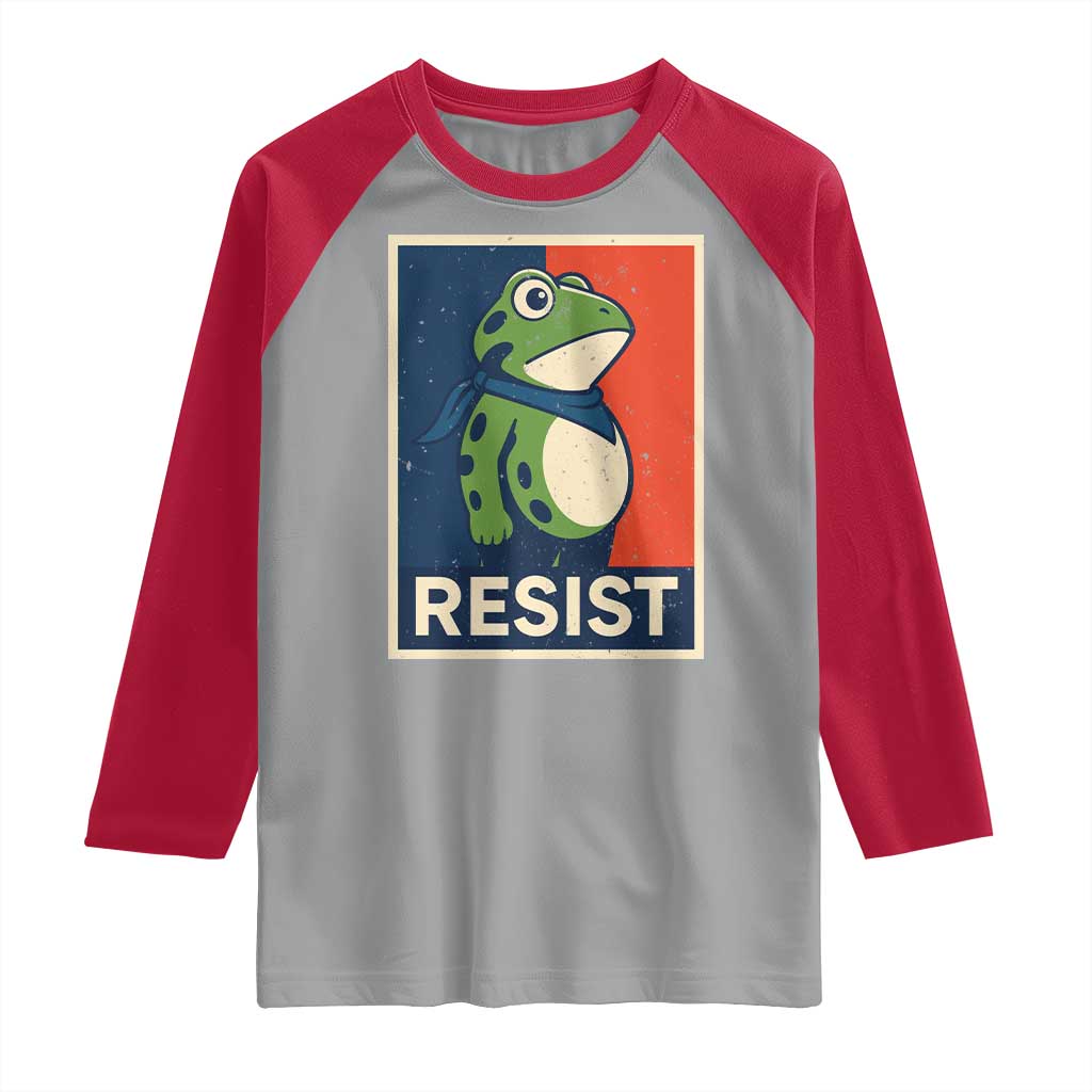Portland 2025 Protest Raglan Shirt Frog Resist Against Pepper Spray TS02 Sport Gray Red Print Your Wear