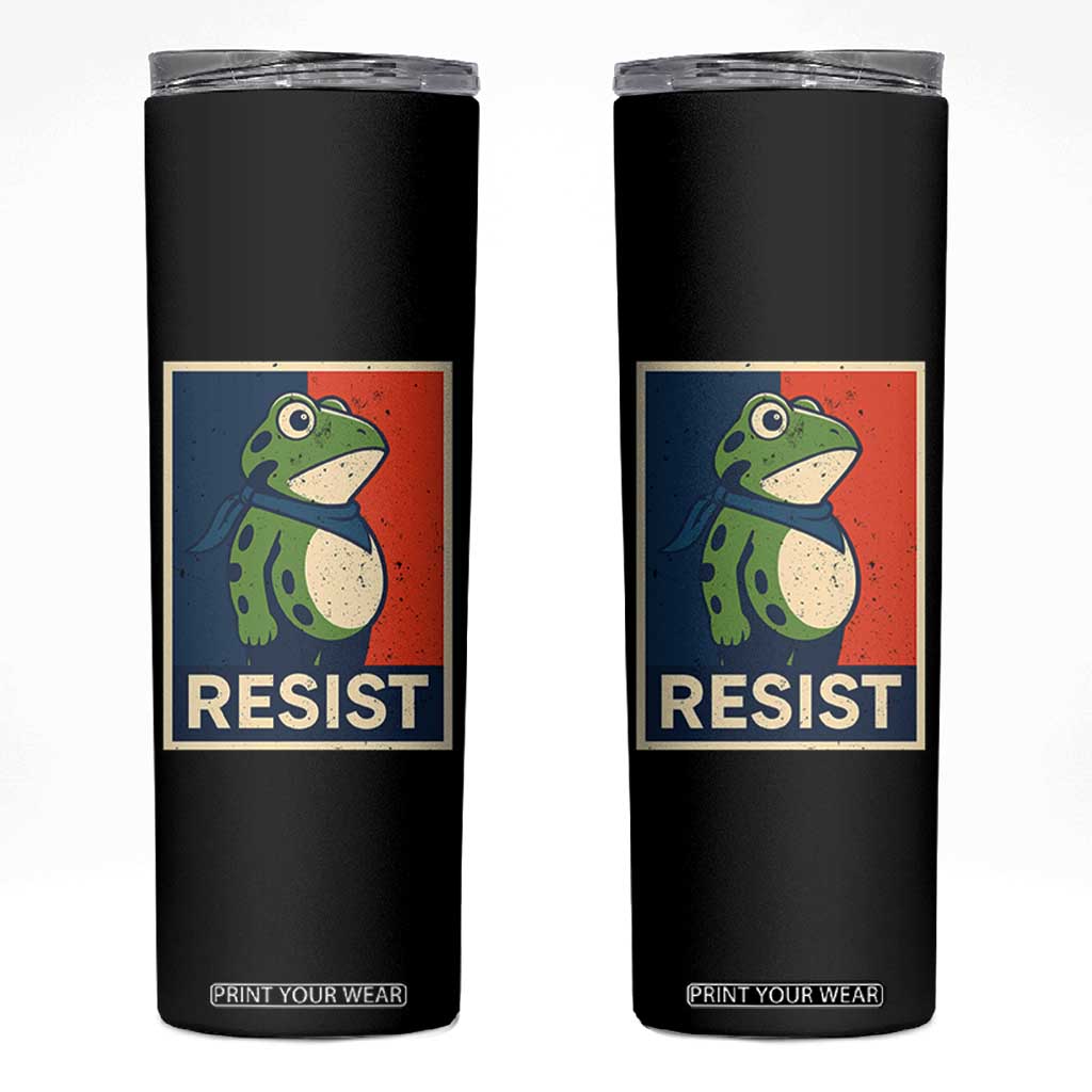 Portland 2025 Protest Skinny Tumbler Frog Resist Against Pepper Spray TS02 Black Print Your Wear