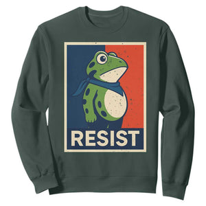 Portland 2025 Protest Sweatshirt Frog Resist Against Pepper Spray TS02 Dark Forest Green Print Your Wear