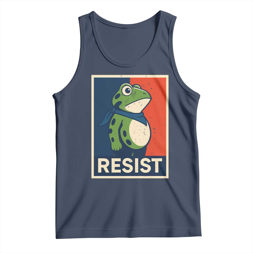 Portland 2025 Protest Tank Top Frog Resist Against Pepper Spray TS02 Navy Print Your Wear