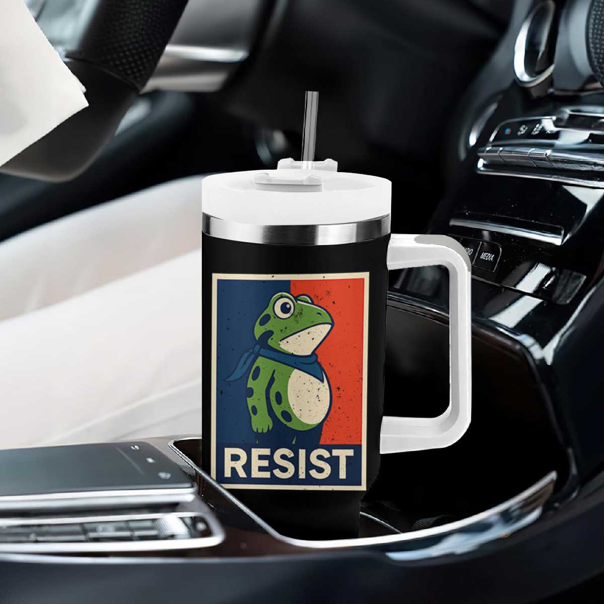 Portland 2025 Protest Tumbler With Handle Frog Resist Against Pepper Spray TS02 Print Your Wear