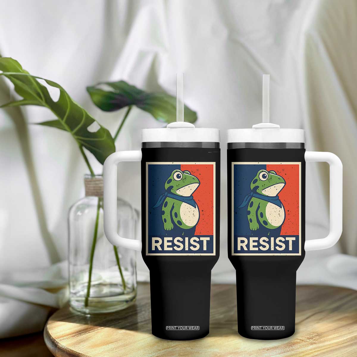 Portland 2025 Protest Tumbler With Handle Frog Resist Against Pepper Spray TS02 Print Your Wear